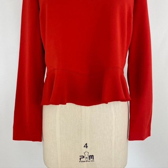 A.L.C. Women's Ann Top Size 6 Red Crepe Peplum Back Zipper Valentines Holidays - Picture 5 of 12